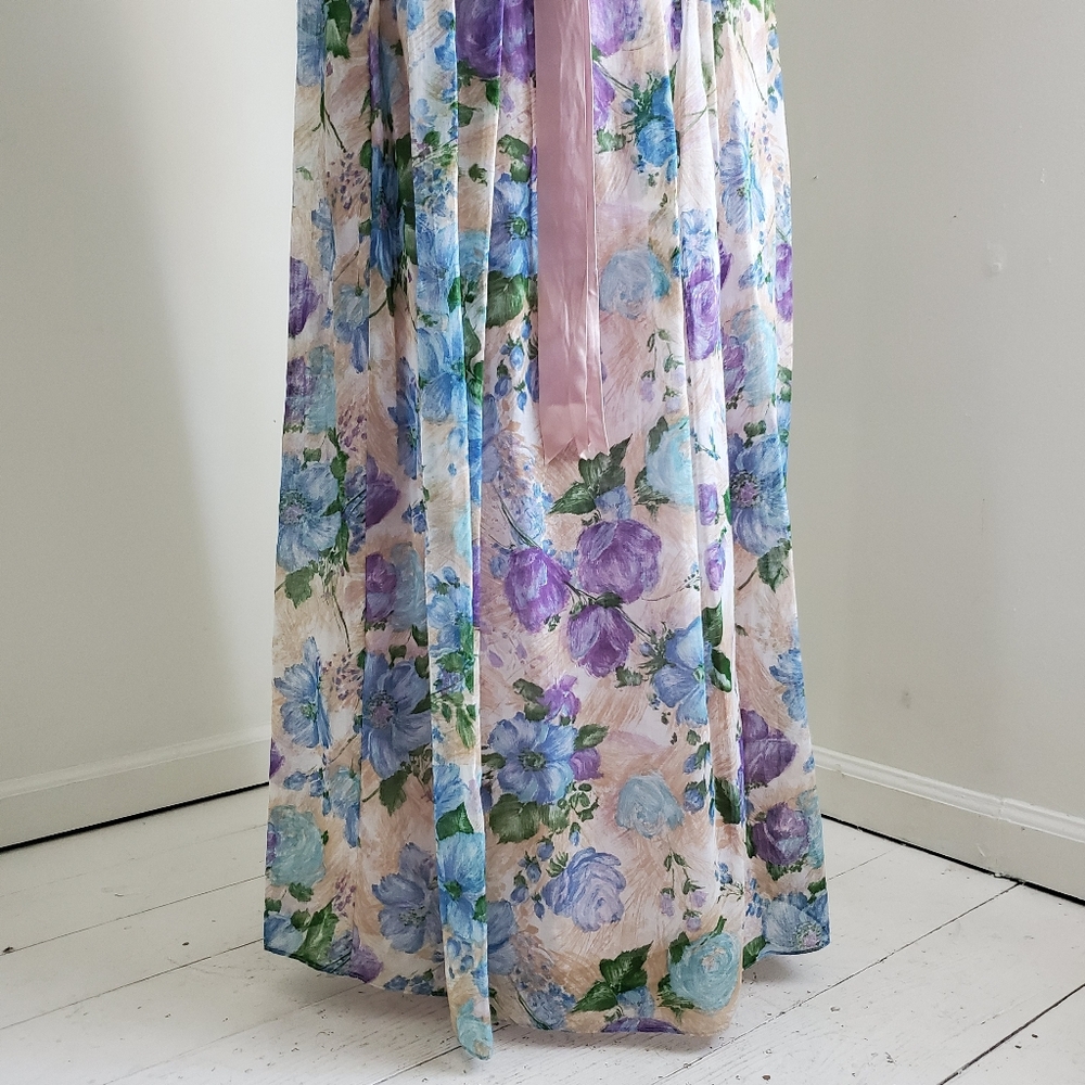 70s Vintage Floral Print Maxi Dress - Picture 9 of 12